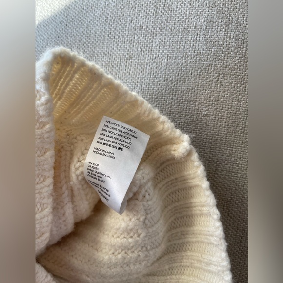 Anthropologie Deep-V Cardigan Sweater Wool Blend In Ivory Size L - Picture 11 of 12
